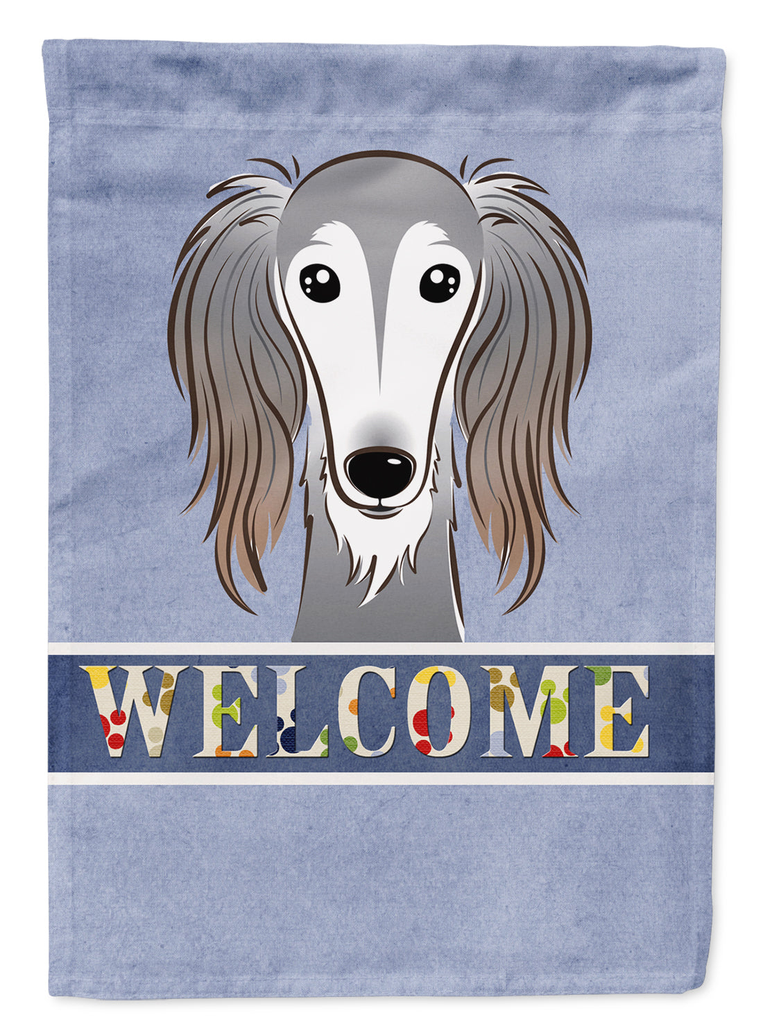 Saluki Welcome Flag Garden Size BB1415GF.