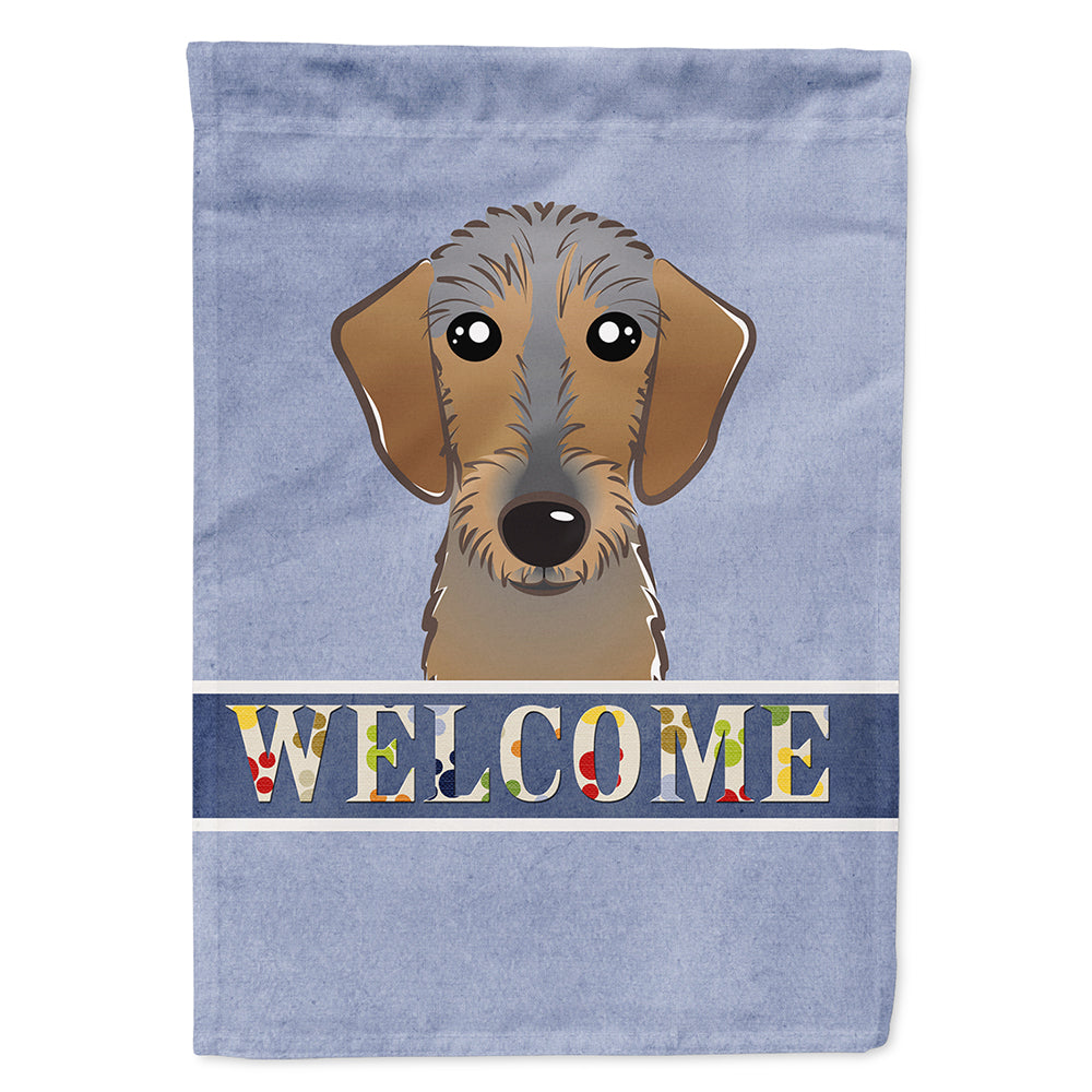 Wirehaired Dachshund Welcome Flag Canvas House Size BB1419CHF  the-store.com.