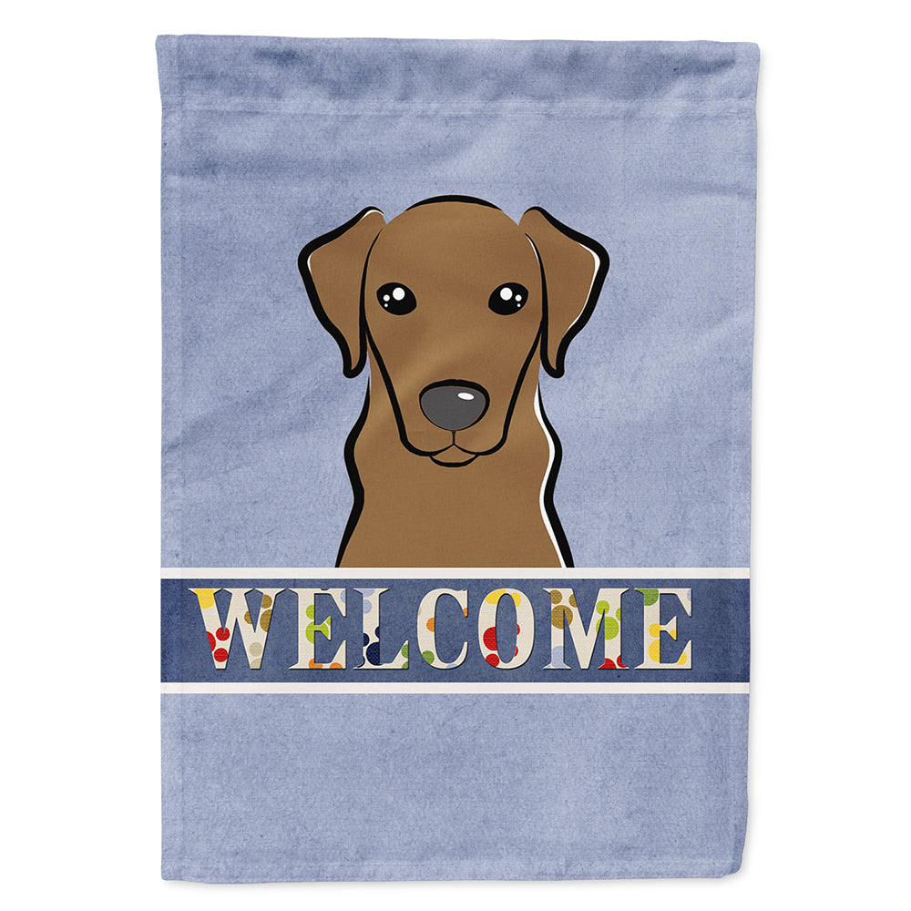 Chocolate Labrador Welcome Flag Canvas House Size BB1420CHF  the-store.com.