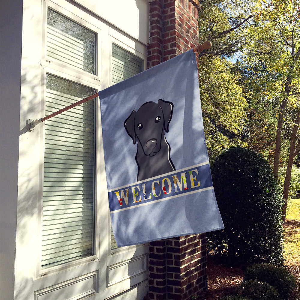 Black Labrador Welcome Flag Canvas House Size BB1421CHF  the-store.com.