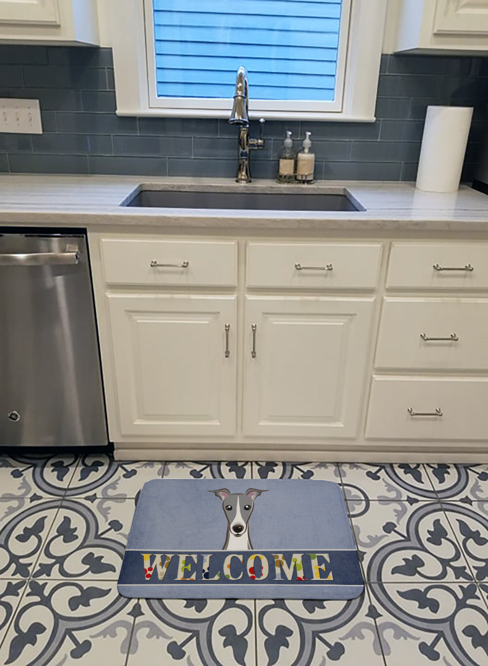 Italian Greyhound Welcome Machine Washable Memory Foam Mat BB1422RUG - the-store.com