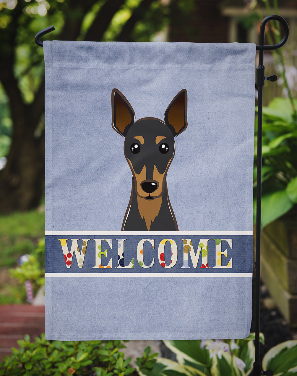 Min Pin Welcome Flag Garden Size BB1426GF.