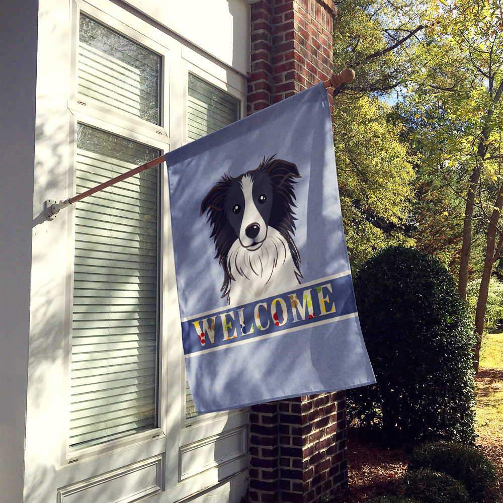 Border Collie Welcome Flag Canvas House Size BB1427CHF  the-store.com.