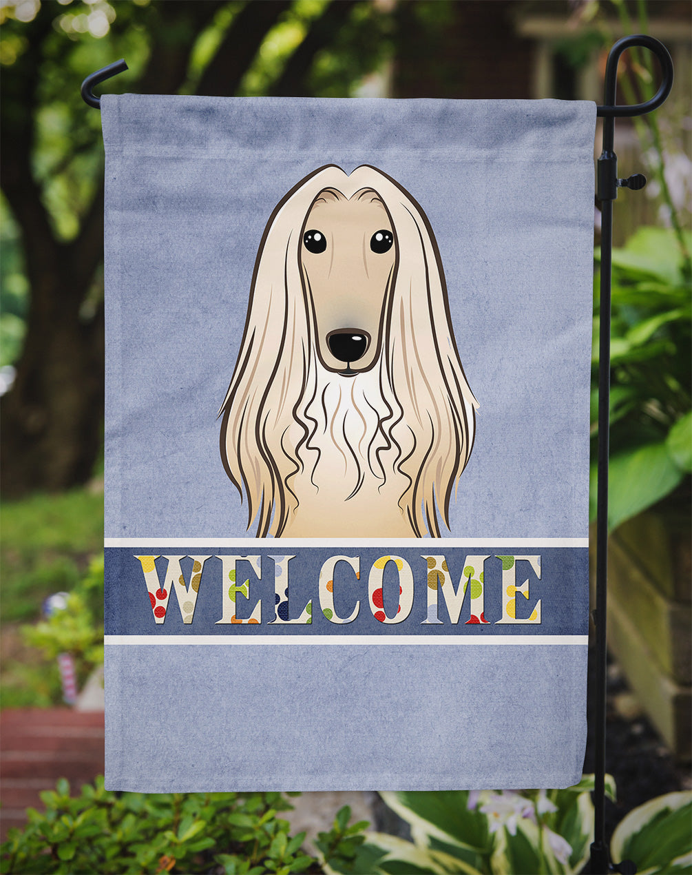 Afghan Hound Welcome Flag Garden Size BB1430GF.