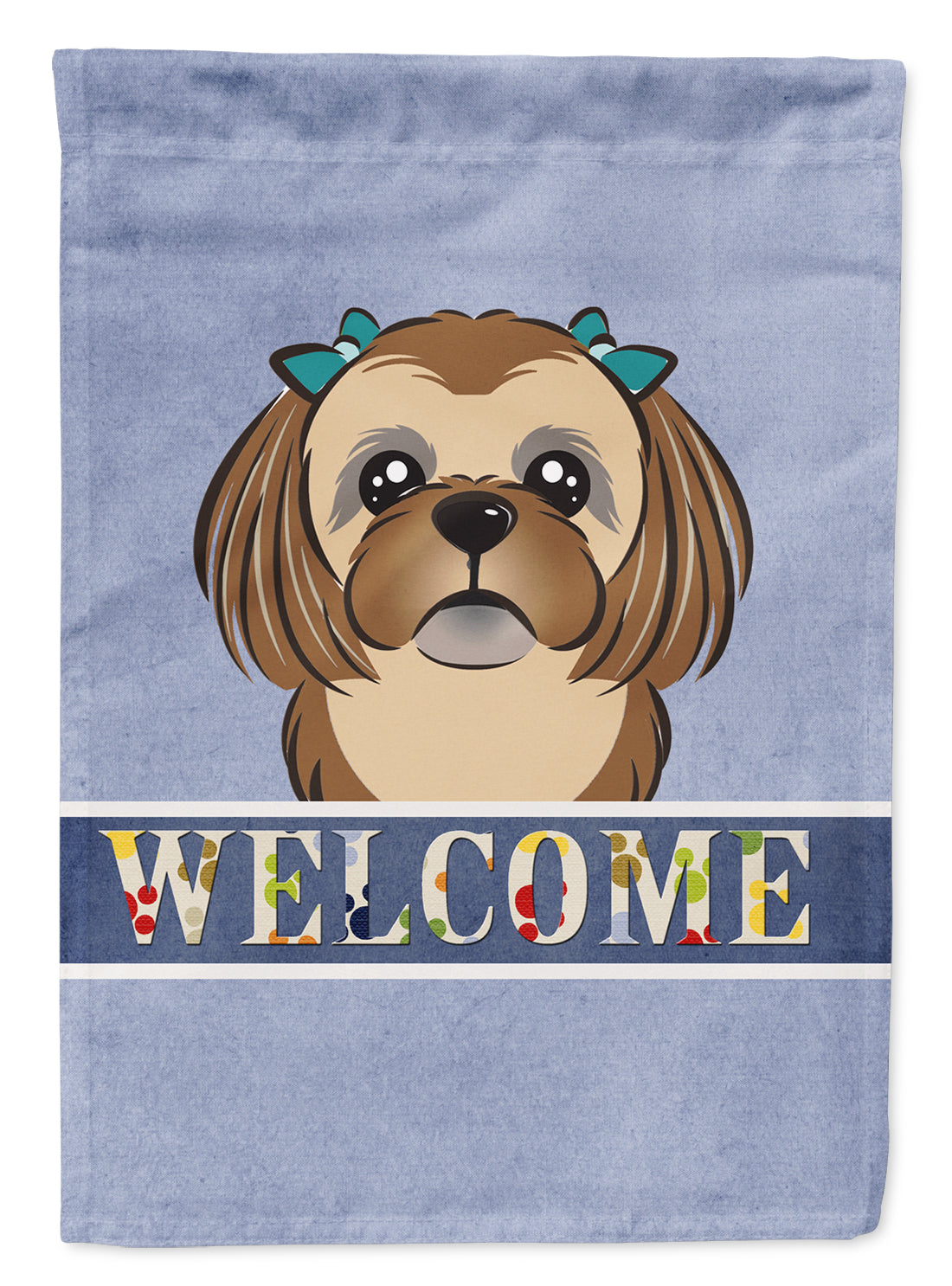 Chocolate Brown Shih Tzu Welcome Flag Garden Size BB1435GF.