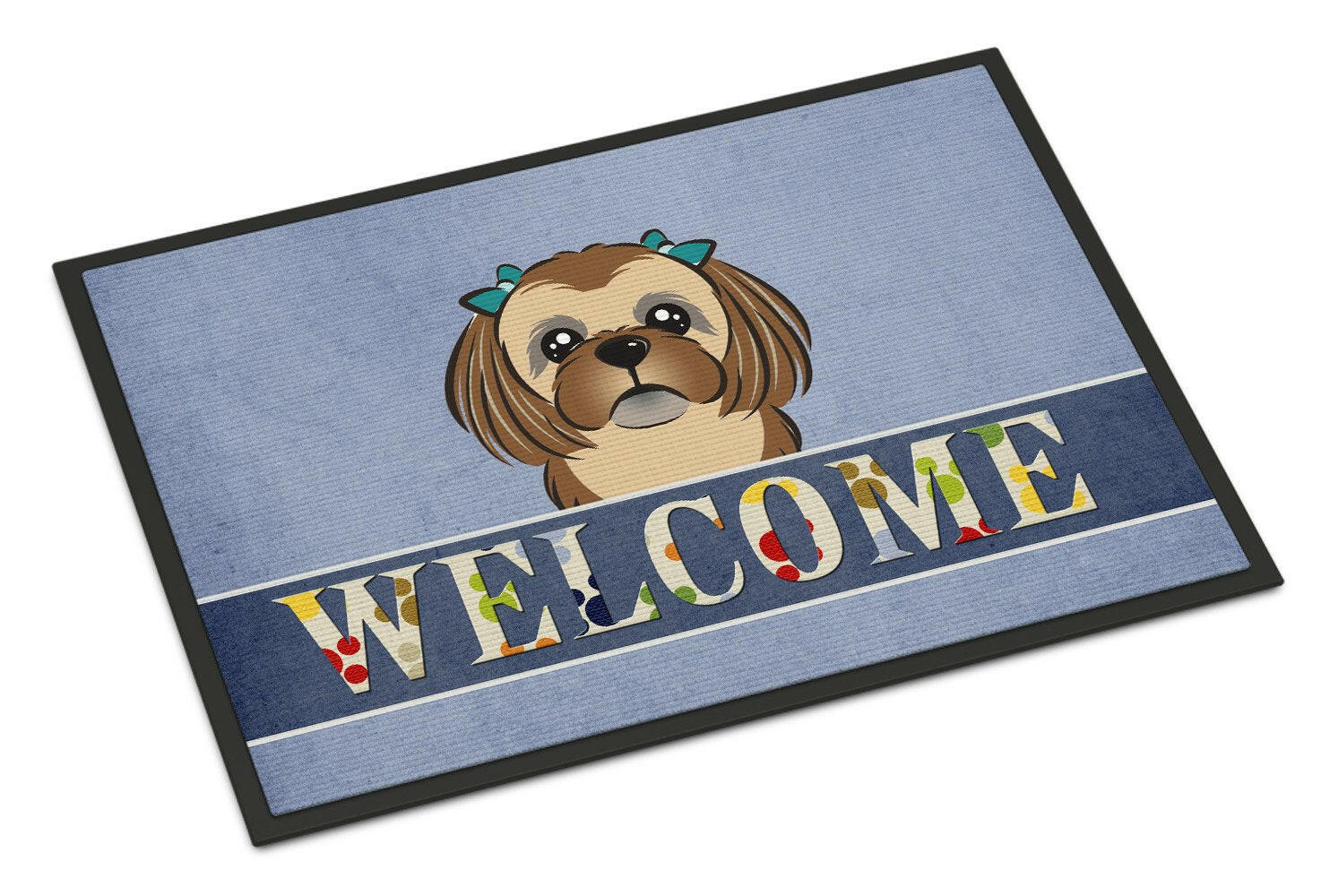 Chocolate Brown Shih Tzu Welcome Indoor or Outdoor Mat 18x27 BB1435MAT - the-store.com