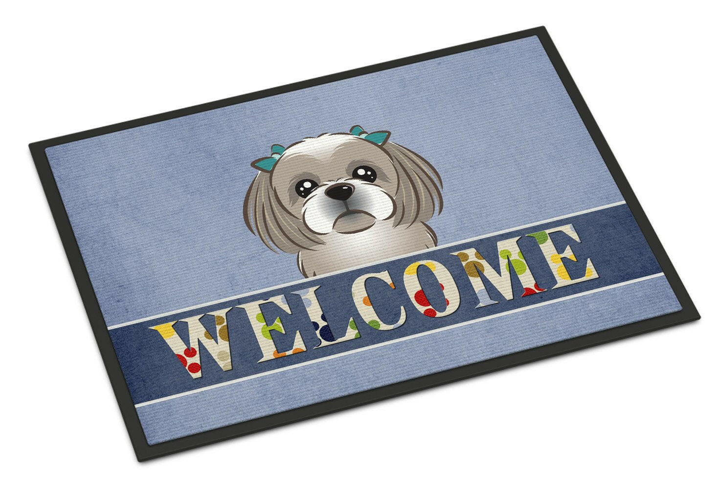 Gray Silver Shih Tzu Welcome Indoor or Outdoor Mat 24x36 BB1436JMAT - the-store.com