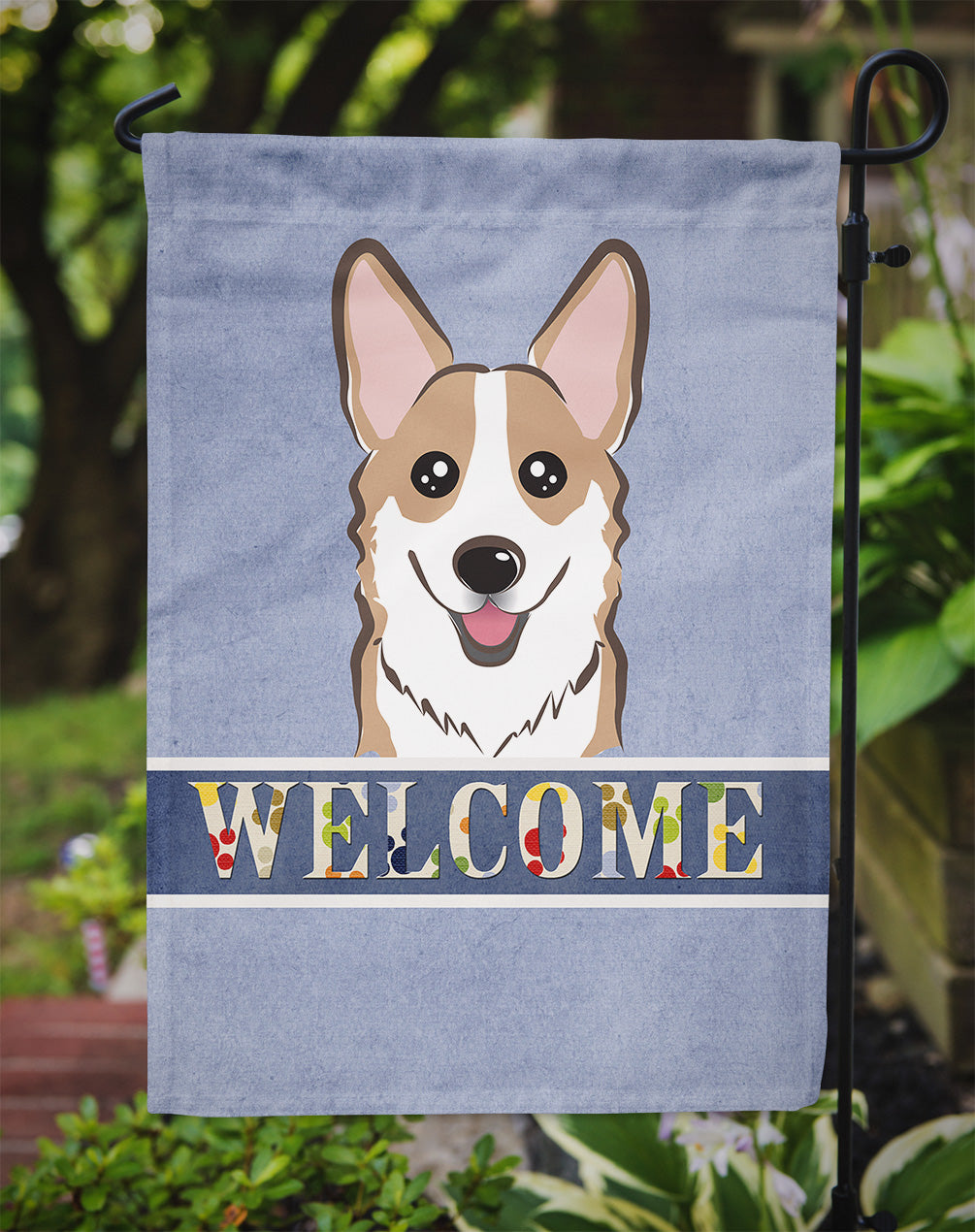 Sable Corgi Welcome Flag Garden Size BB1439GF.