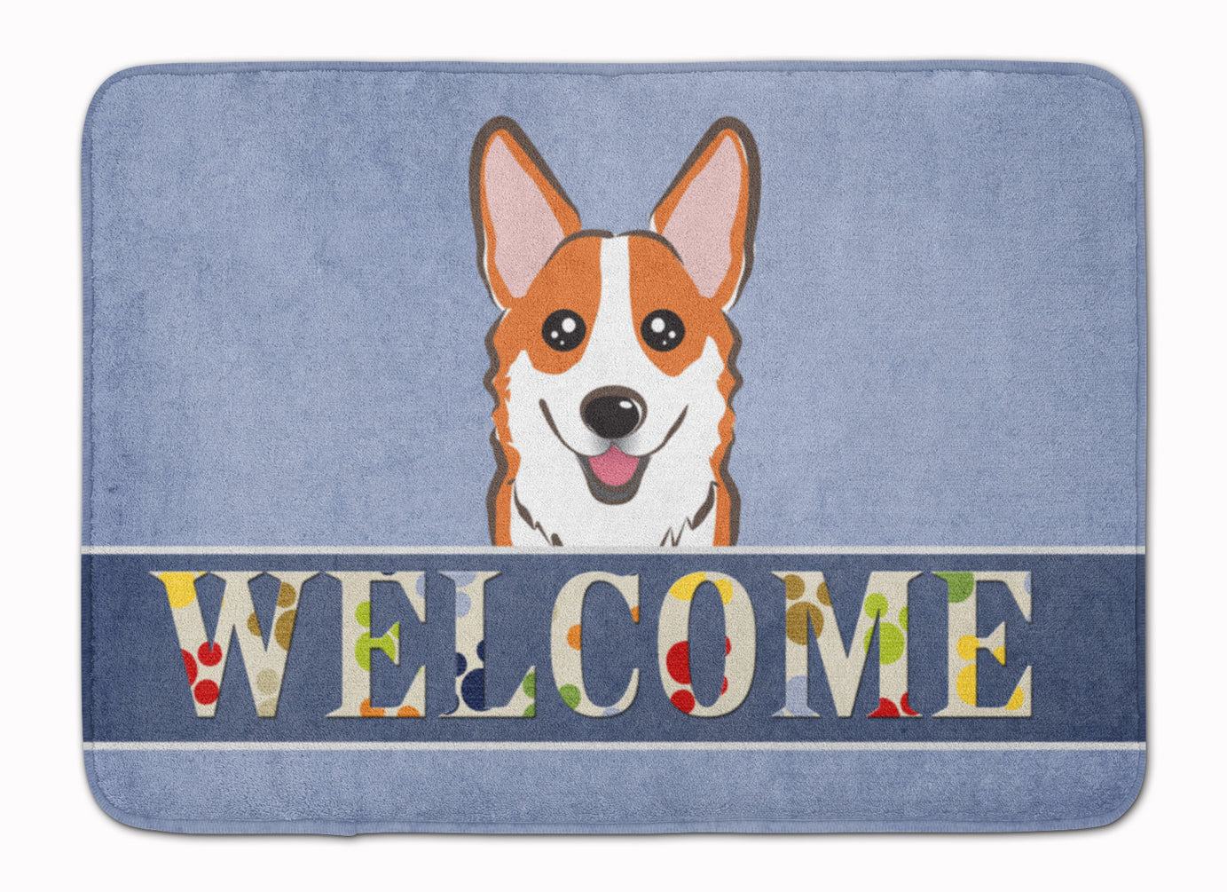 Red Corgi Welcome Machine Washable Memory Foam Mat BB1440RUG - the-store.com