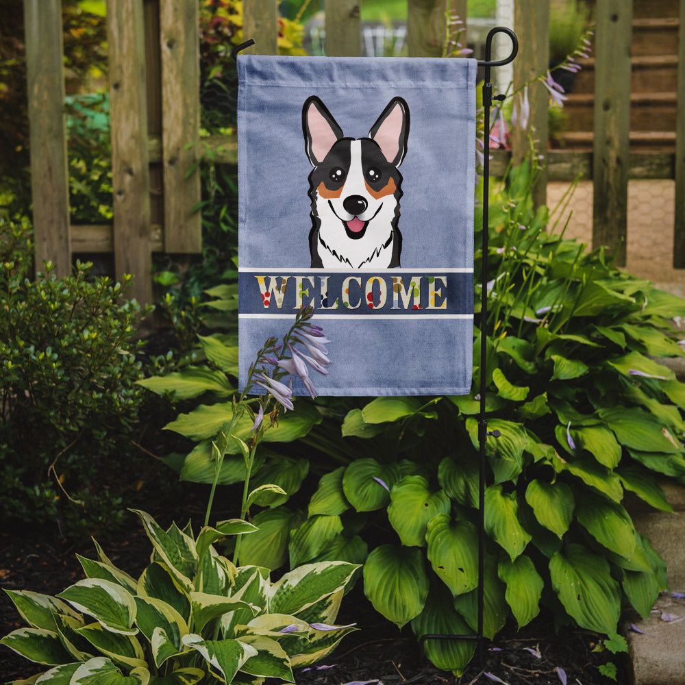 Tricolor Corgi Welcome Flag Garden Size BB1441GF.