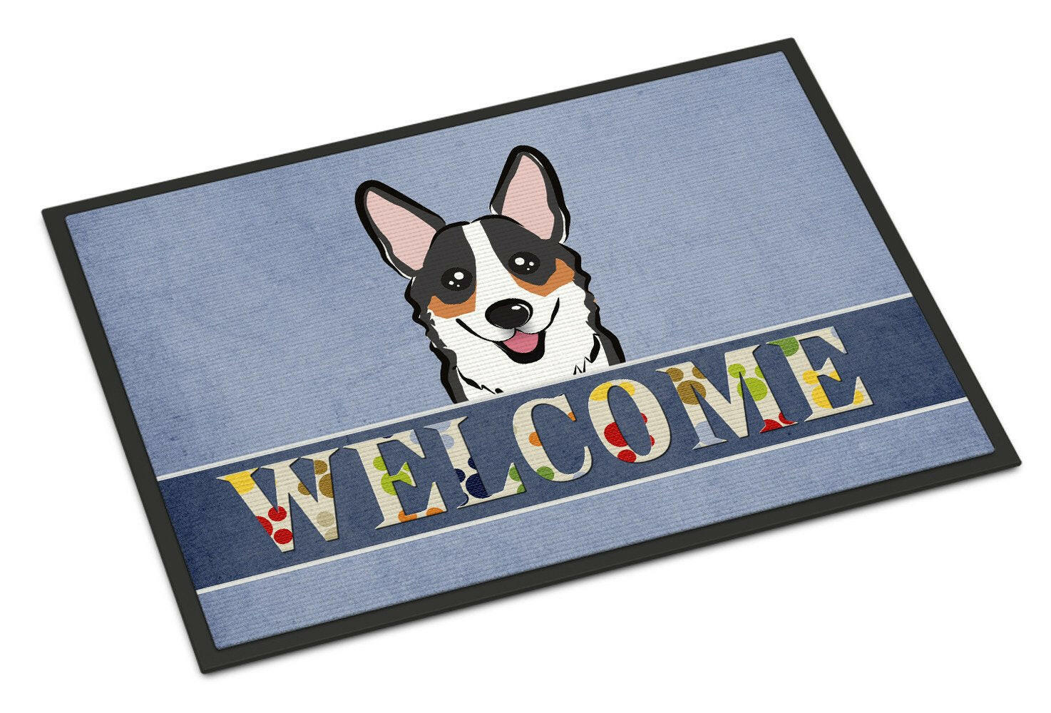 Tricolor Corgi Welcome Indoor or Outdoor Mat 24x36 BB1441JMAT - the-store.com