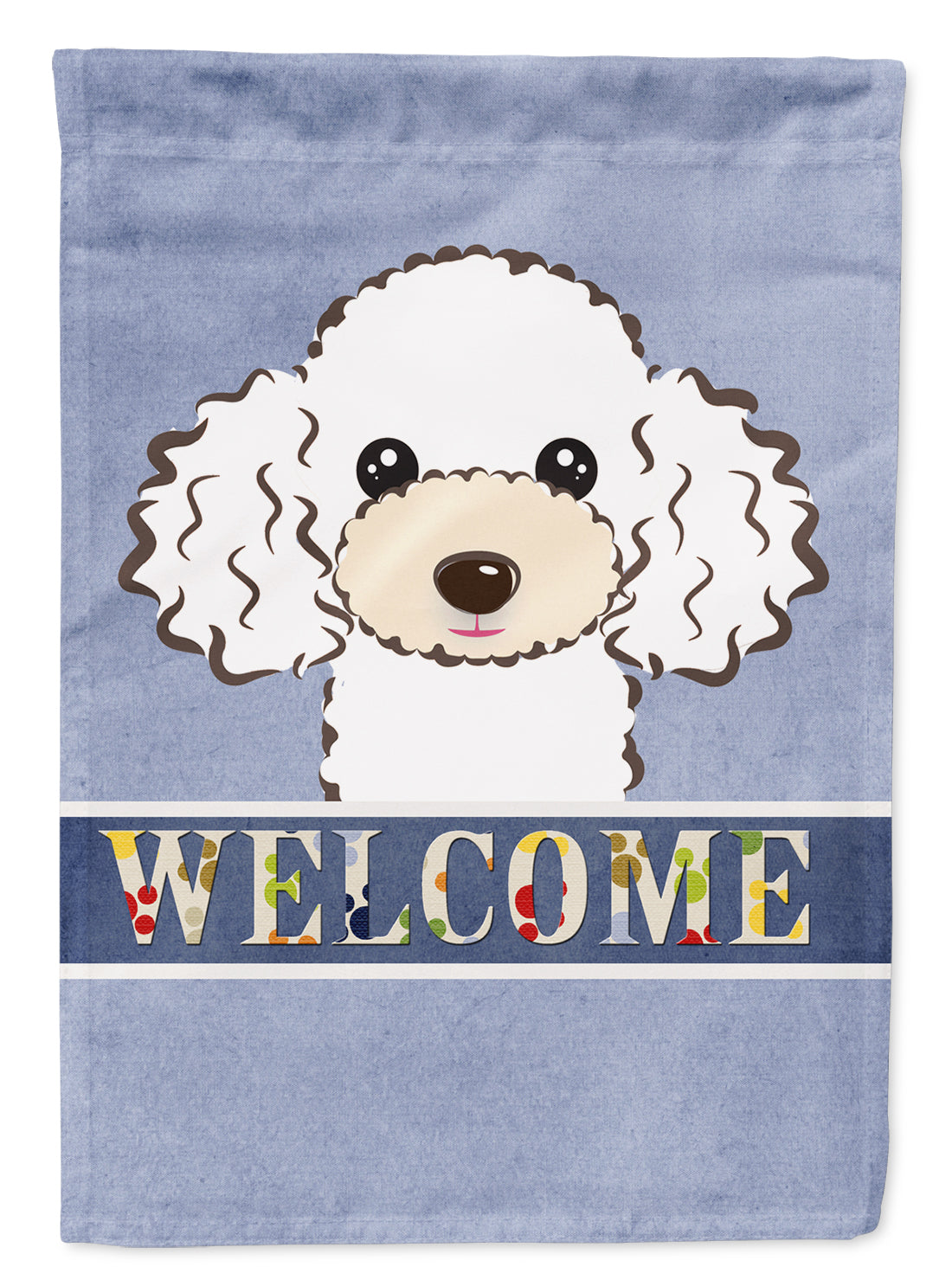 White Poodle Welcome Flag Garden Size BB1443GF.