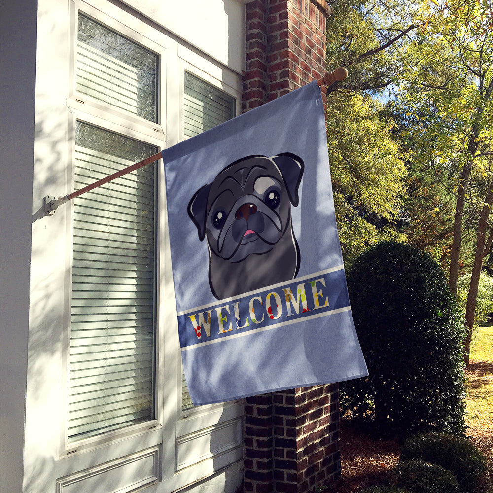 Black Pug Welcome Flag Canvas House Size BB1449CHF  the-store.com.