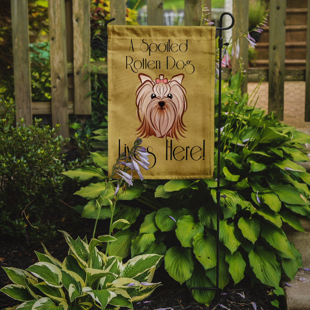 Yorkie Yorkshire Terrier Spoiled Dog Lives Here Flag Garden Size BB1452GF.