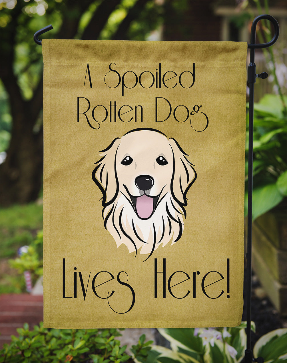 Golden Retriever Spoiled Dog Lives Here Flag Garden Size BB1453GF.