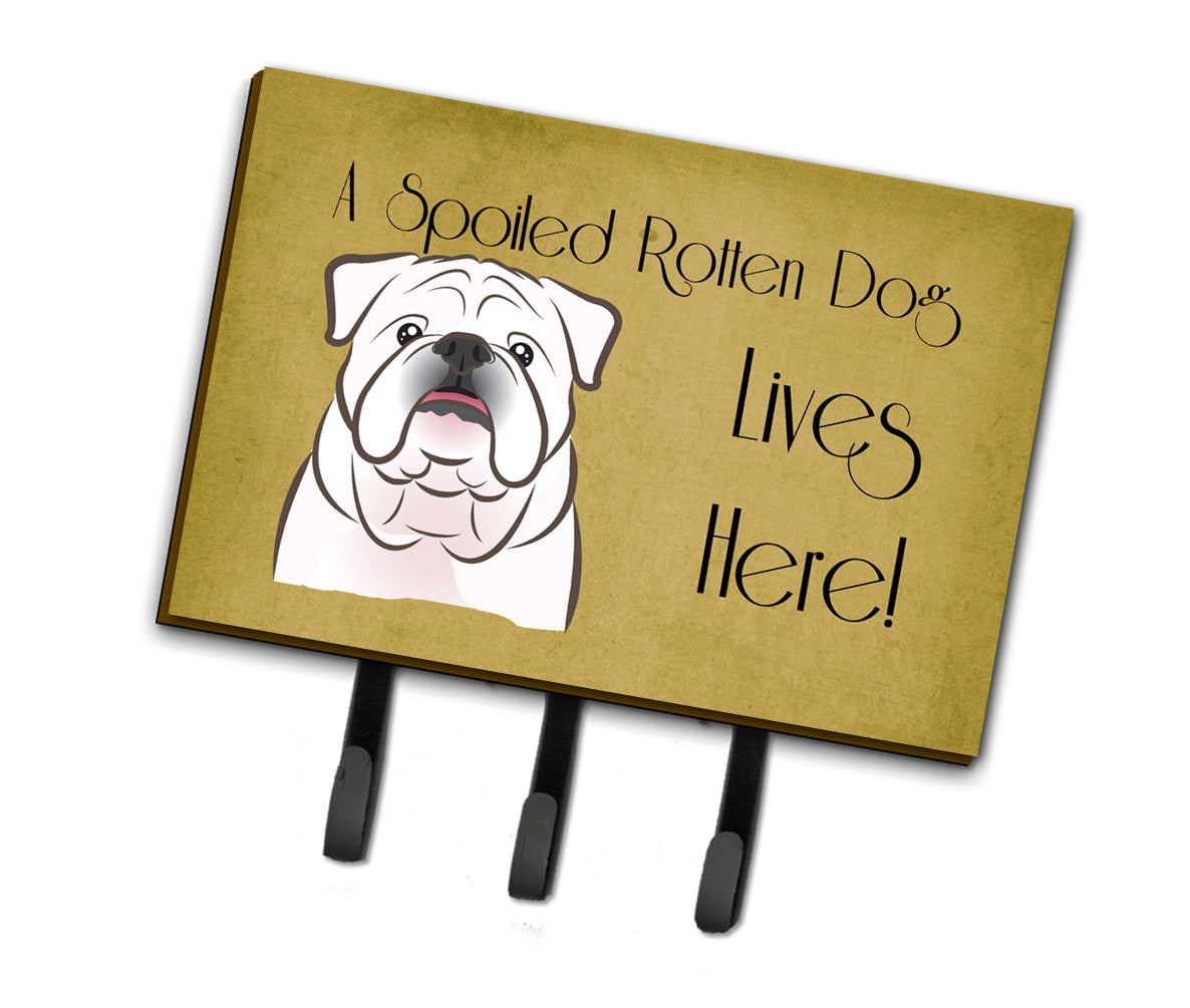 White English Bulldog  Spoiled Dog Lives Here Leash or Key Holder BB1468TH68  the-store.com.