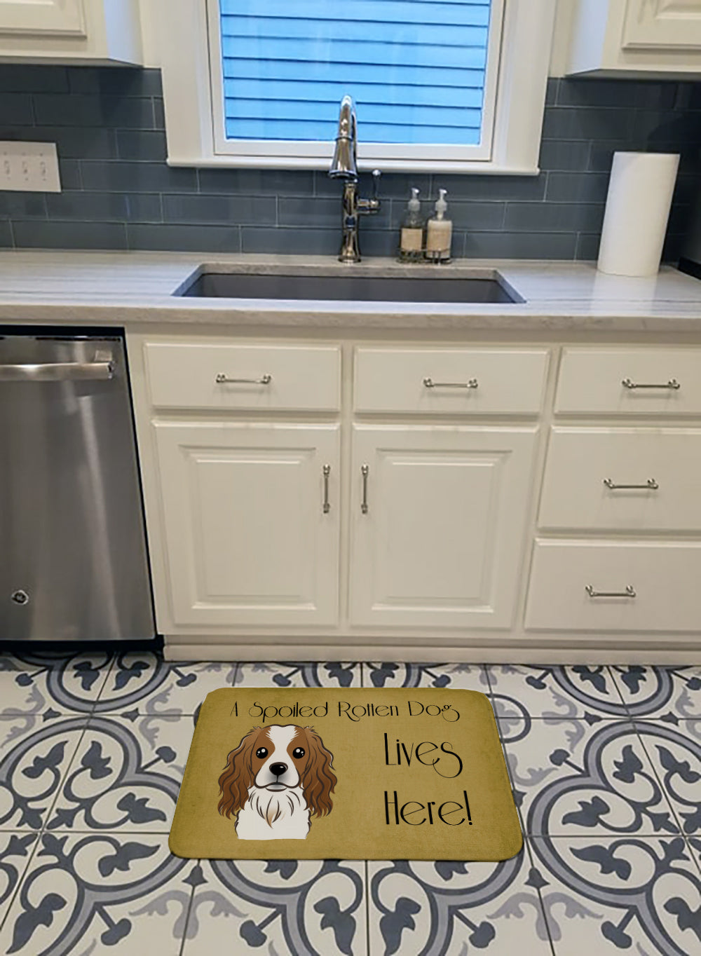 Cavalier Spaniel Spoiled Dog Lives Here Machine Washable Memory Foam Mat BB1472RUG - the-store.com