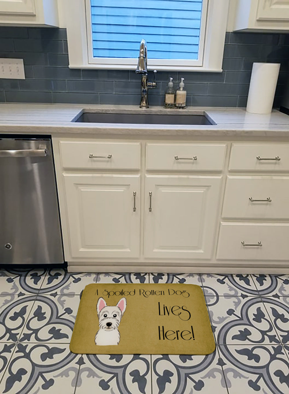 Westie Spoiled Dog Lives Here Machine Washable Memory Foam Mat BB1474RUG - the-store.com