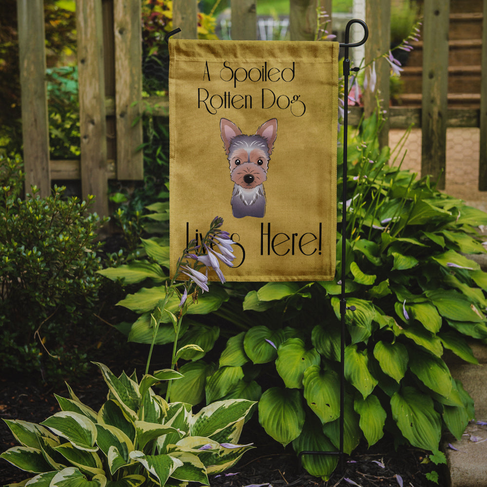 Yorkie Puppy Spoiled Dog Lives Here Flag Garden Size BB1480GF.