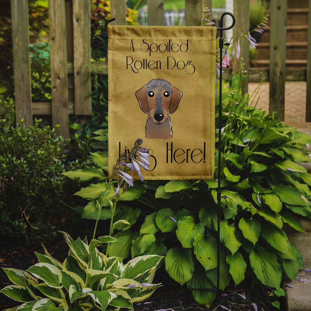 Wirehaired Dachshund Spoiled Dog Lives Here Flag Garden Size BB1481GF.