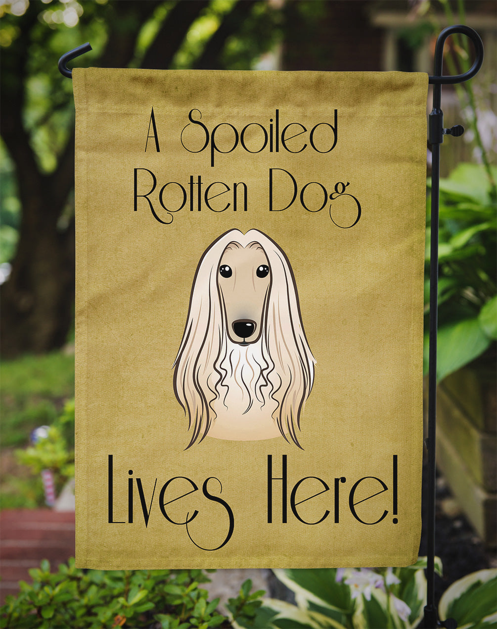 Afghan Hound Spoiled Dog Lives Here Flag Garden Size BB1492GF.