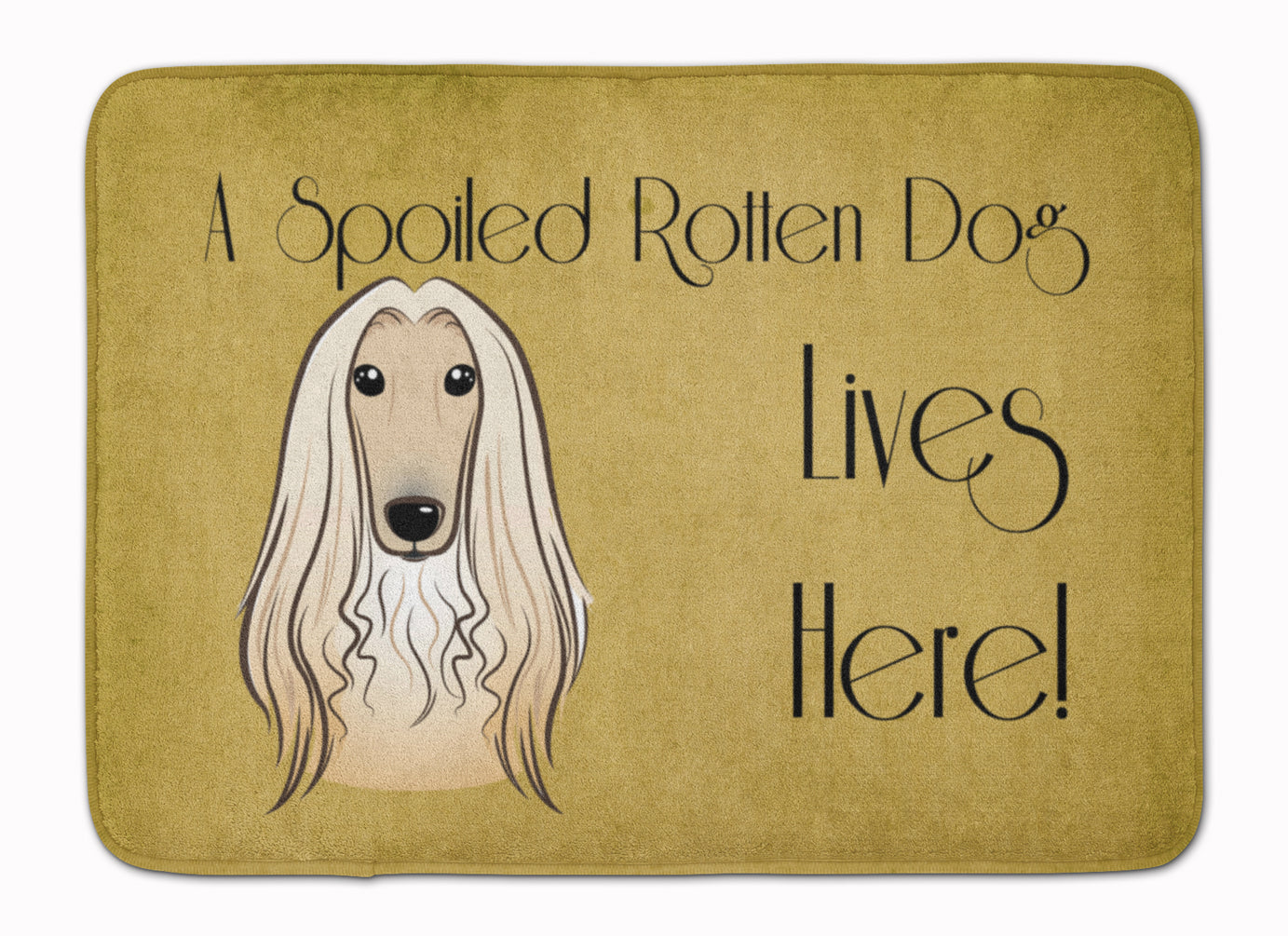 Afghan Hound Spoiled Dog Lives Here Machine Washable Memory Foam Mat BB1492RUG - the-store.com