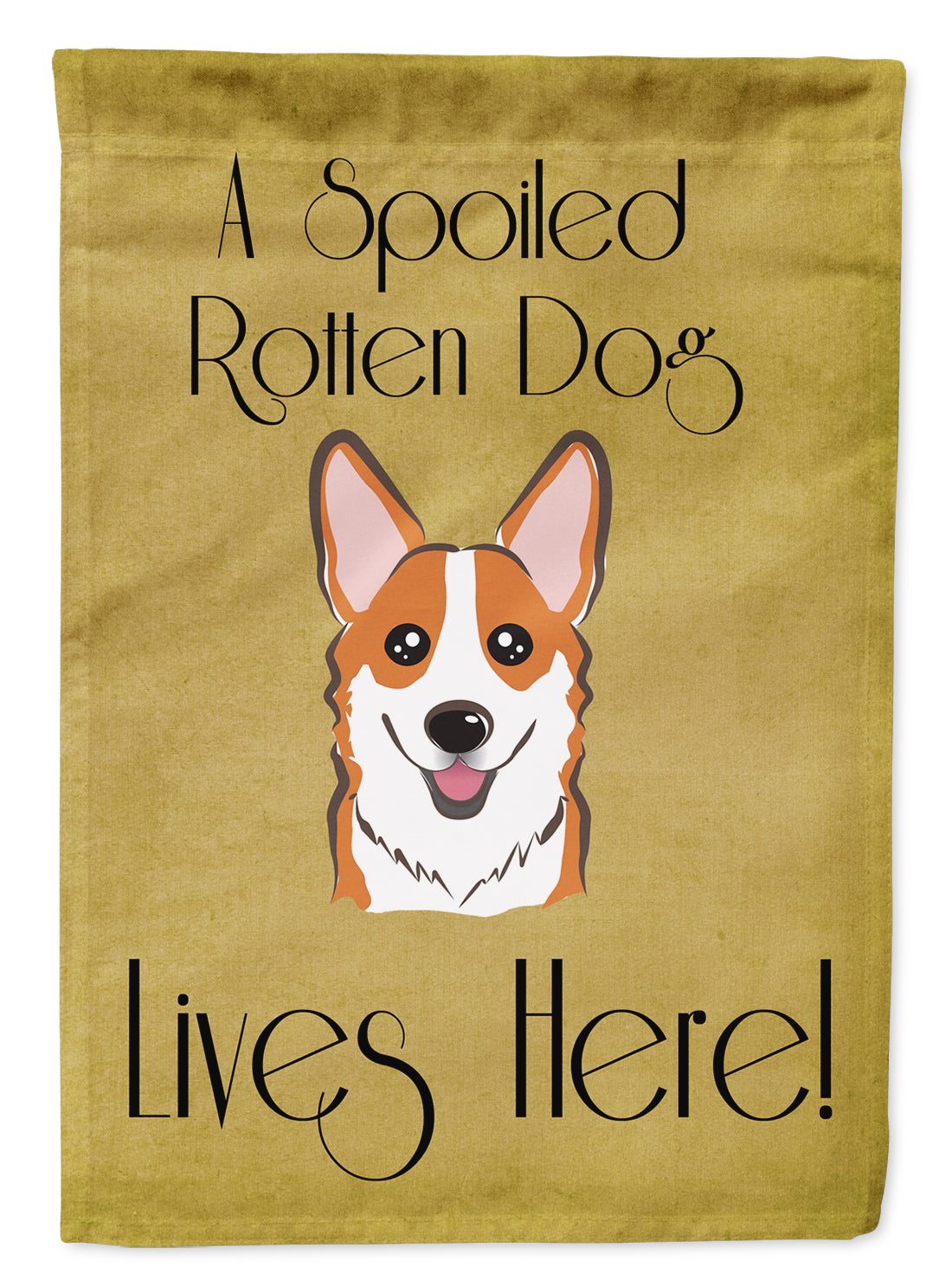 Red Corgi Spoiled Dog Lives Here Flag Garden Size BB1502GF.