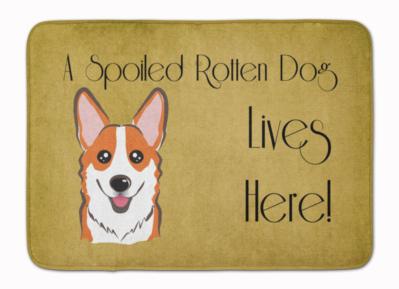 Red Corgi Spoiled Dog Lives Here Machine Washable Memory Foam Mat BB1502RUG - the-store.com