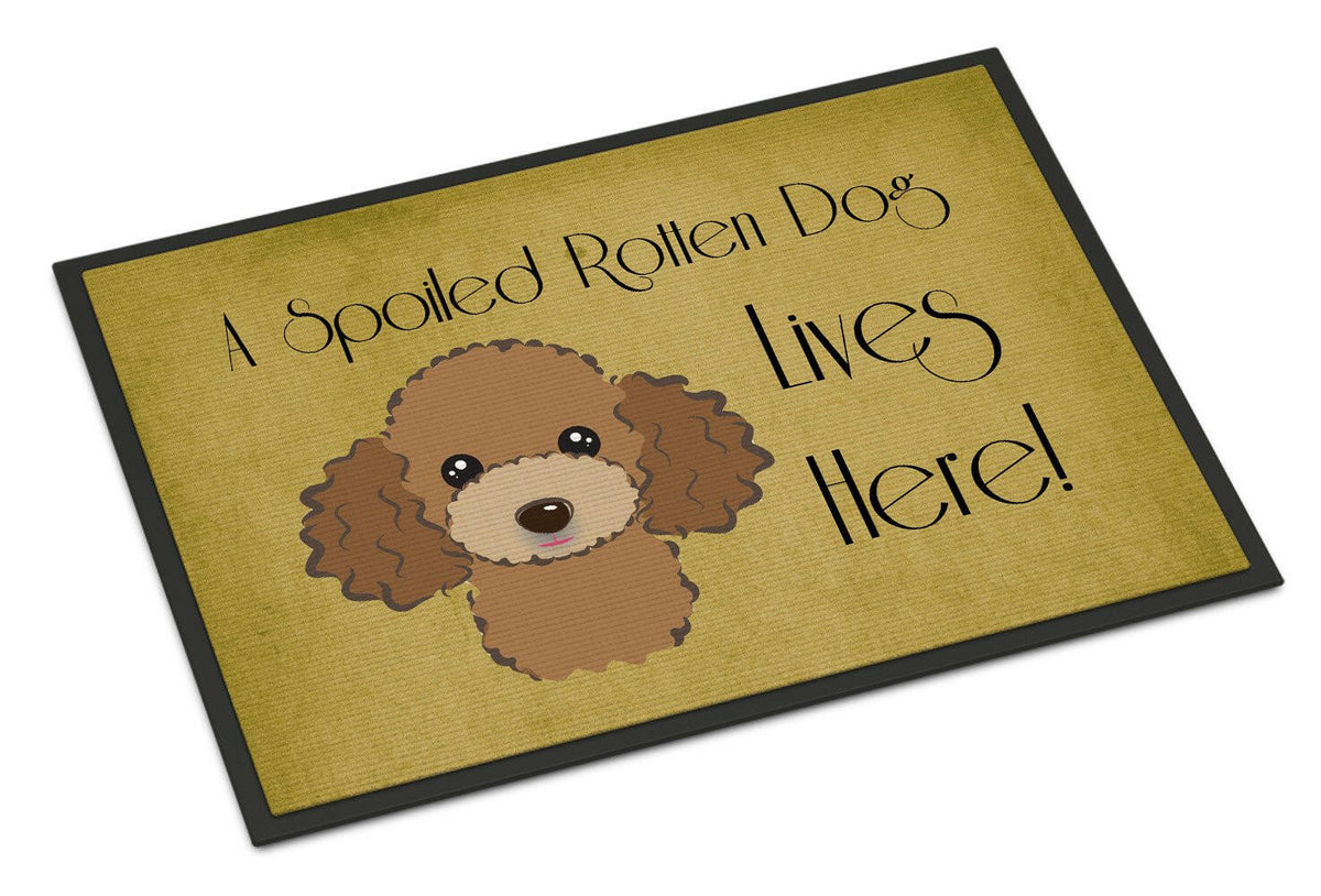 Chocolate Brown Poodle Spoiled Dog Lives Here Indoor or Outdoor Mat 24x36 BB1504JMAT - the-store.com