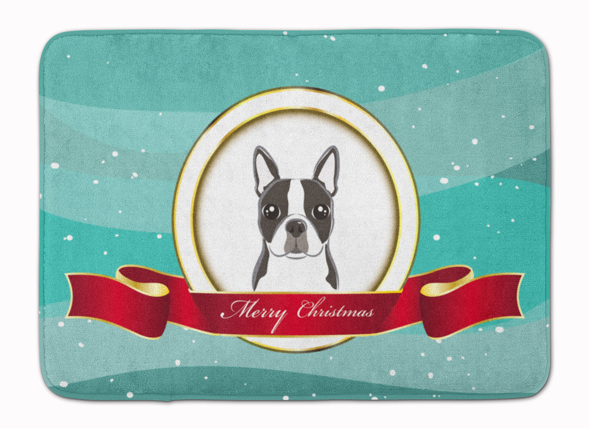 Boston Terrier Merry Christmas Machine Washable Memory Foam Mat BB1513RUG - the-store.com