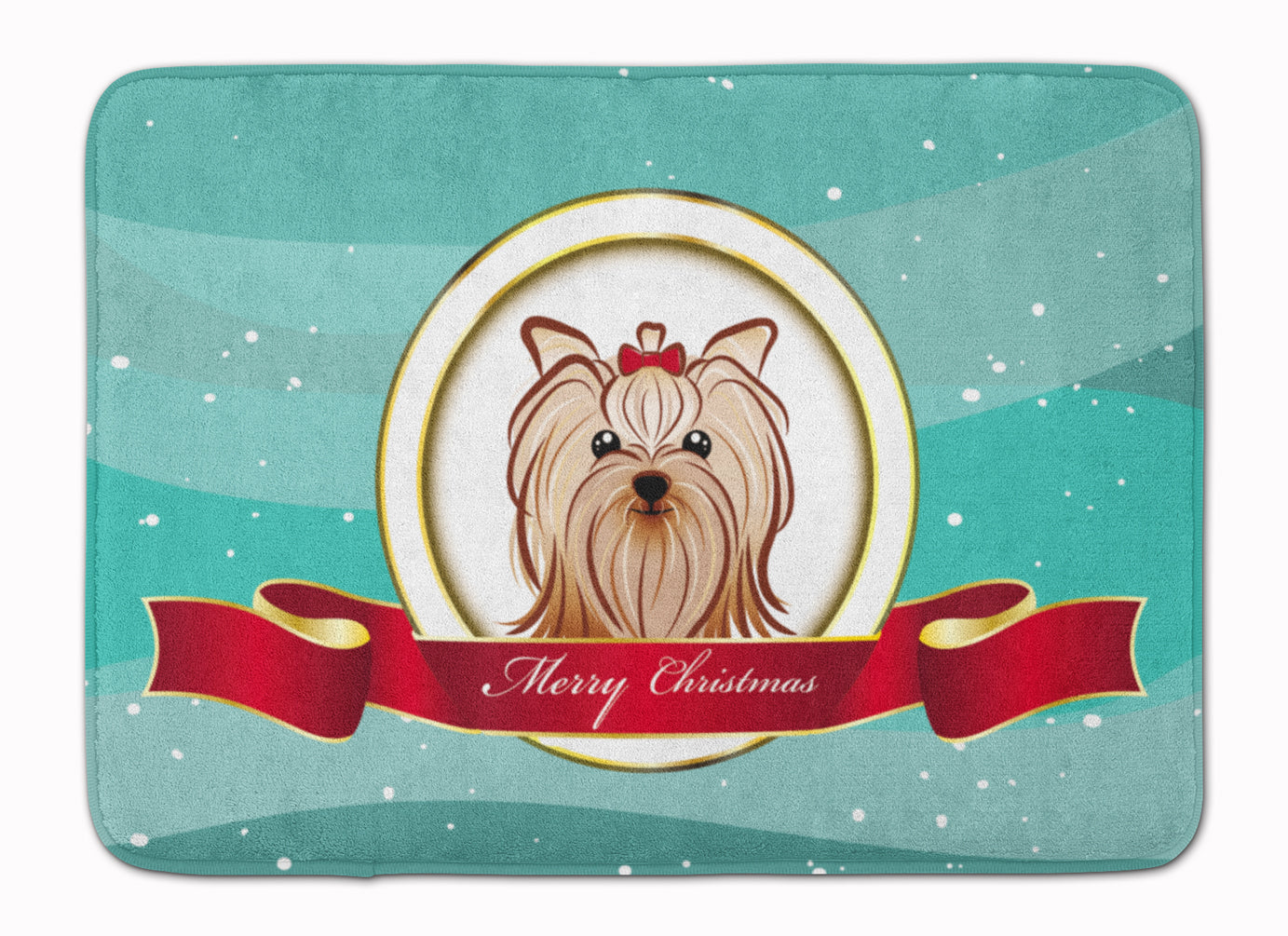 Yorkie Yorkishire Terrier Merry Christmas Machine Washable Memory Foam Mat BB1514RUG - the-store.com