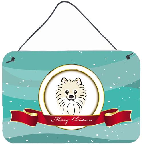 Pomeranian Merry Christmas Wall or Door Hanging Prints BB1517DS812 by Caroline&#39;s Treasures