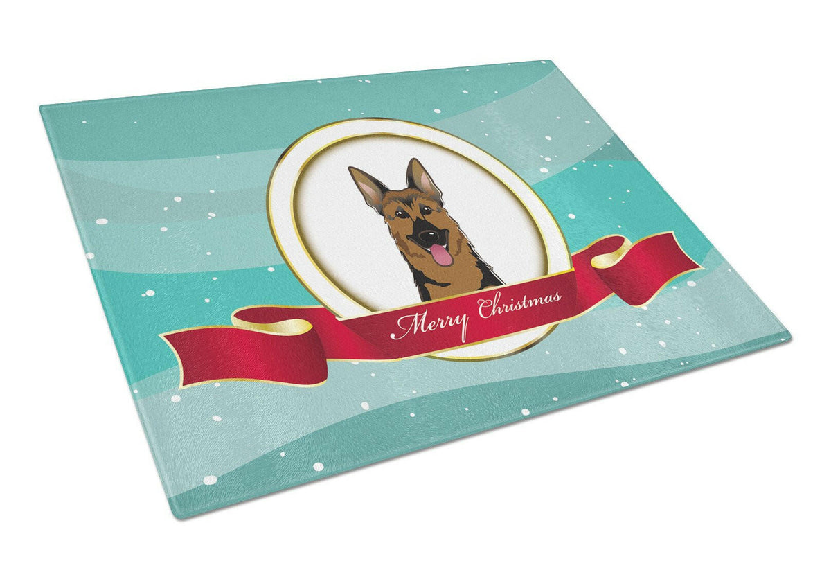 German Shepherd Merry Christmas Glass Cutting Board Large BB1521LCB by Caroline&#39;s Treasures