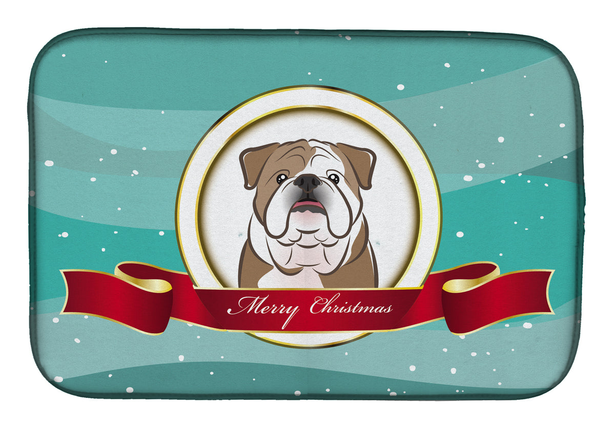 English Bulldog  Merry Christmas Dish Drying Mat BB1529DDM  the-store.com.