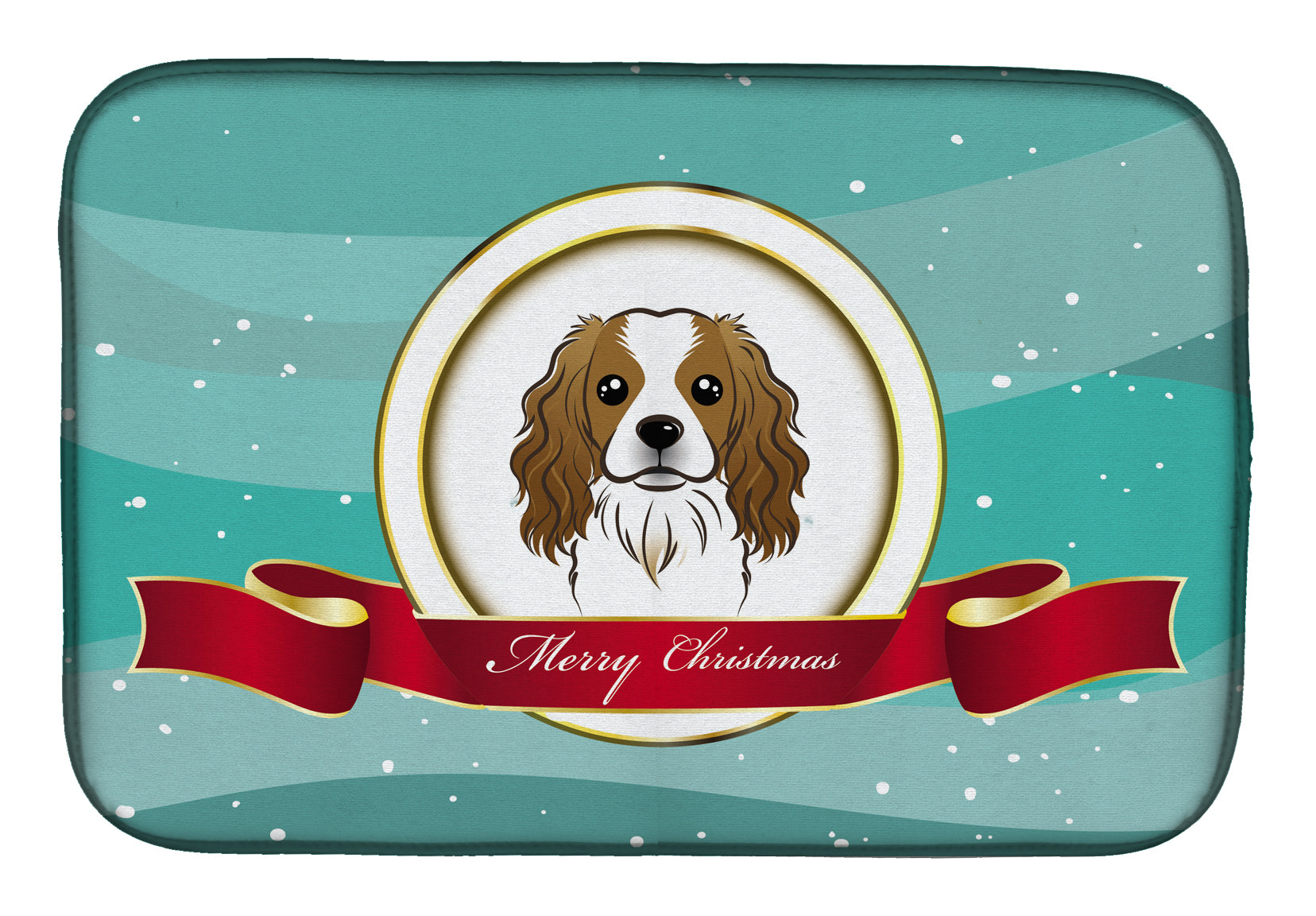 Cavalier Spaniel Merry Christmas Dish Drying Mat BB1534DDM  the-store.com.