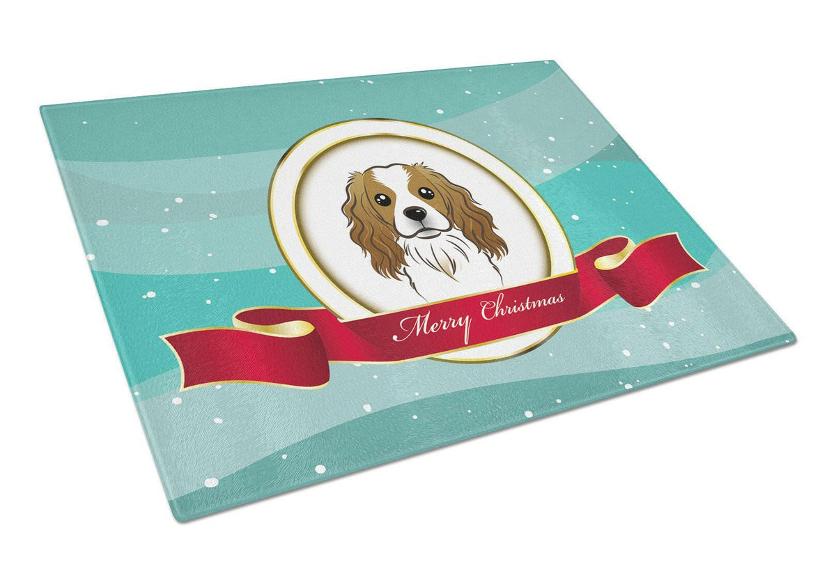 Cavalier Spaniel Merry Christmas Glass Cutting Board Large BB1534LCB by Caroline&#39;s Treasures