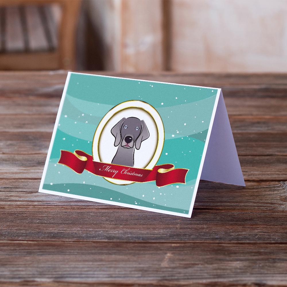 Weimaraner Merry Christmas Greeting Cards and Envelopes Pack of 8 - the-store.com