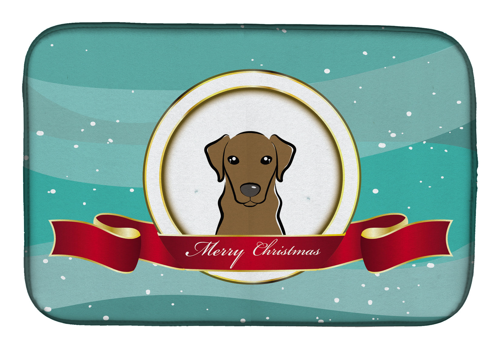 Chocolate Labrador Merry Christmas Dish Drying Mat BB1544DDM  the-store.com.