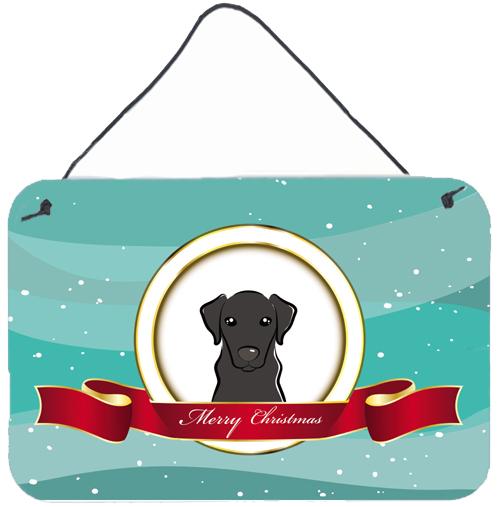 Black Labrador Merry Christmas Wall or Door Hanging Prints BB1545DS812 by Caroline&#39;s Treasures