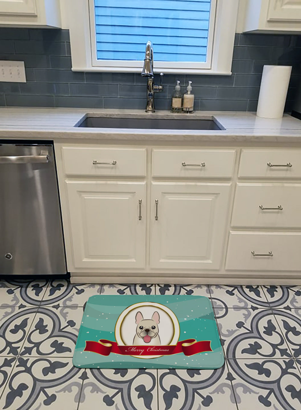 French Bulldog Merry Christmas Machine Washable Memory Foam Mat BB1548RUG - the-store.com