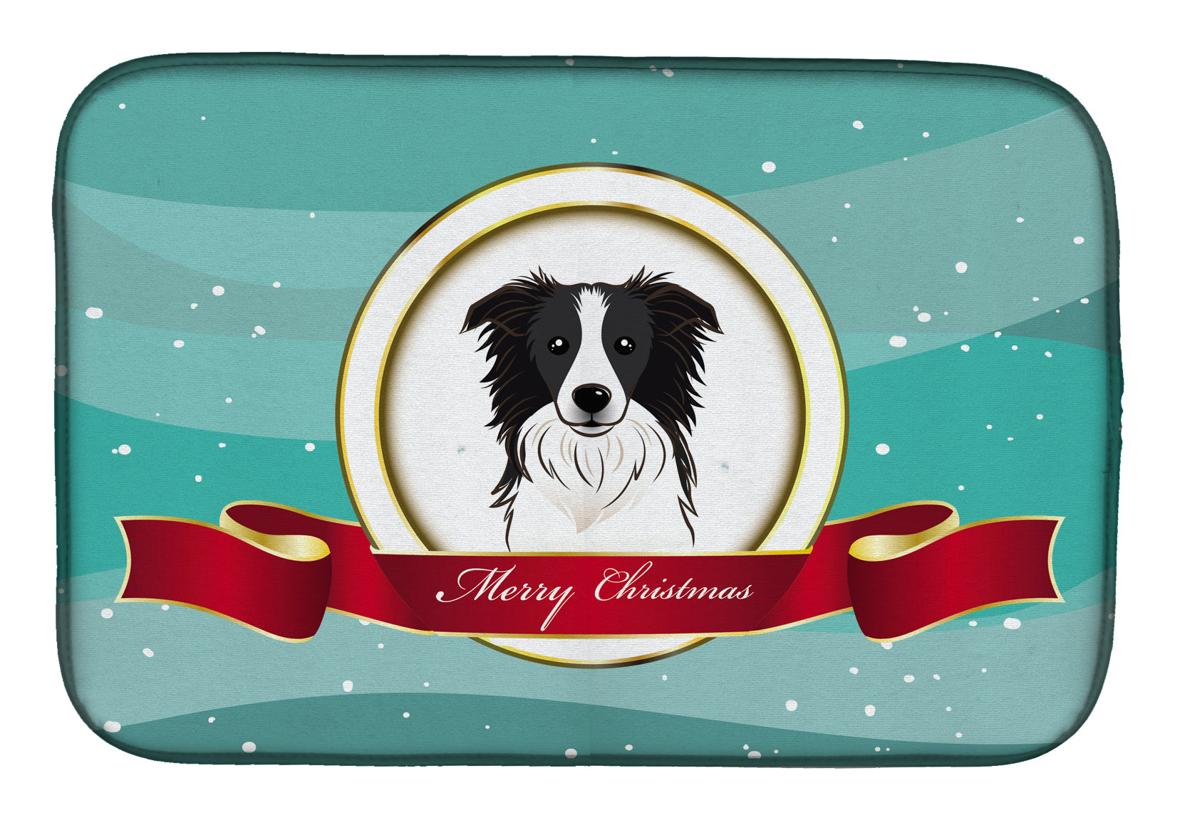 Border Collie Merry Christmas Dish Drying Mat BB1551DDM  the-store.com.