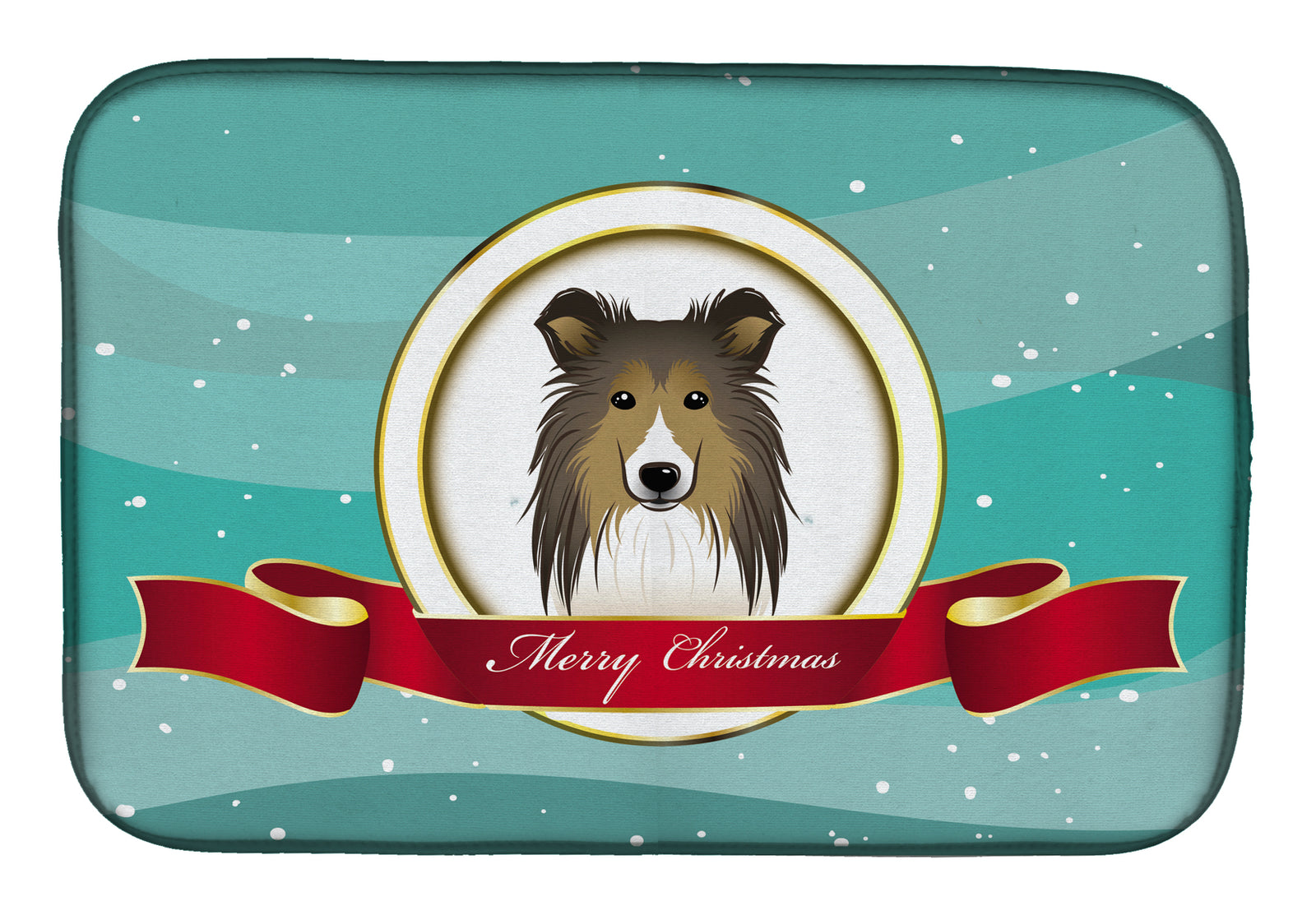 Sheltie Merry Christmas Dish Drying Mat BB1552DDM  the-store.com.