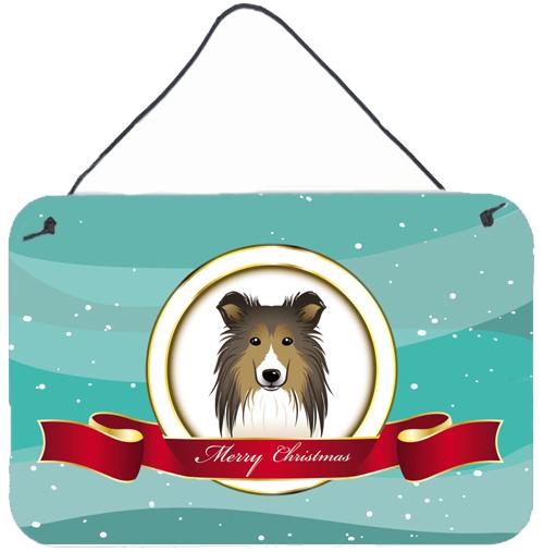 Sheltie Merry Christmas Wall or Door Hanging Prints BB1552DS812 by Caroline&#39;s Treasures