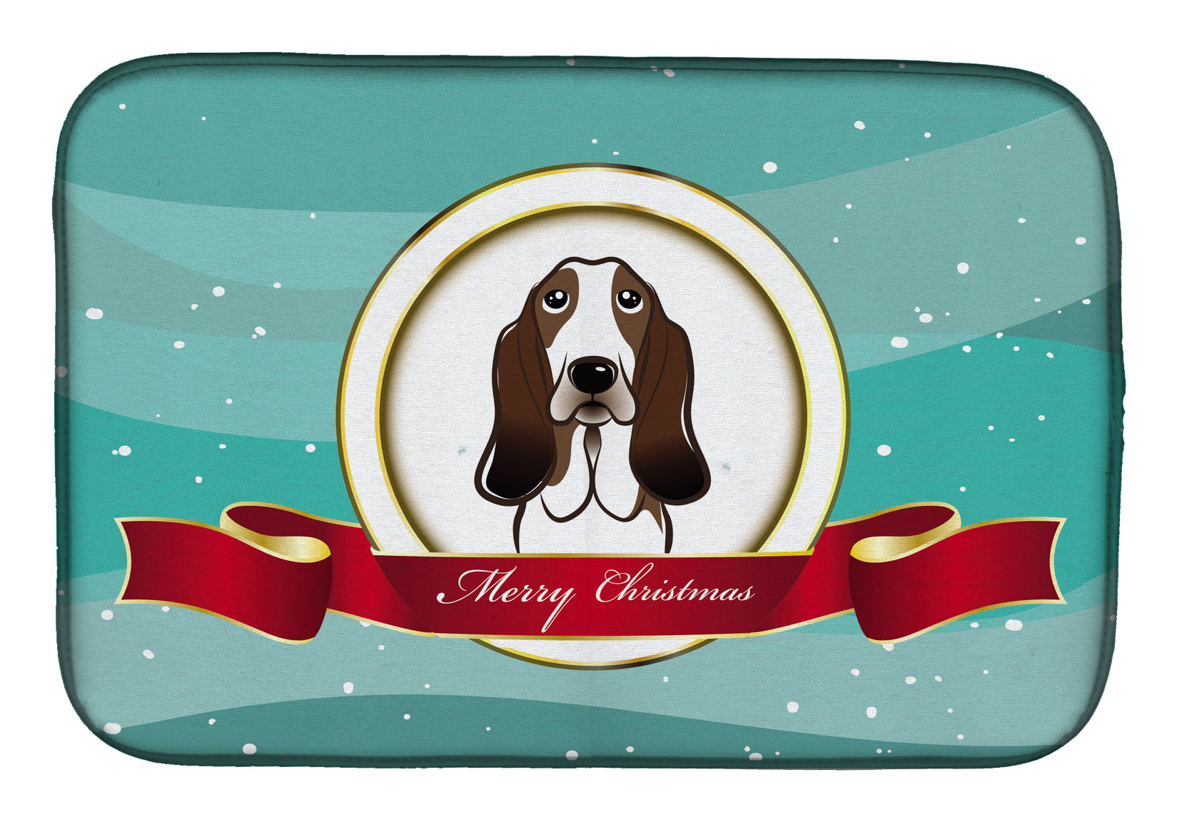 Basset Hound Merry Christmas Dish Drying Mat BB1553DDM  the-store.com.