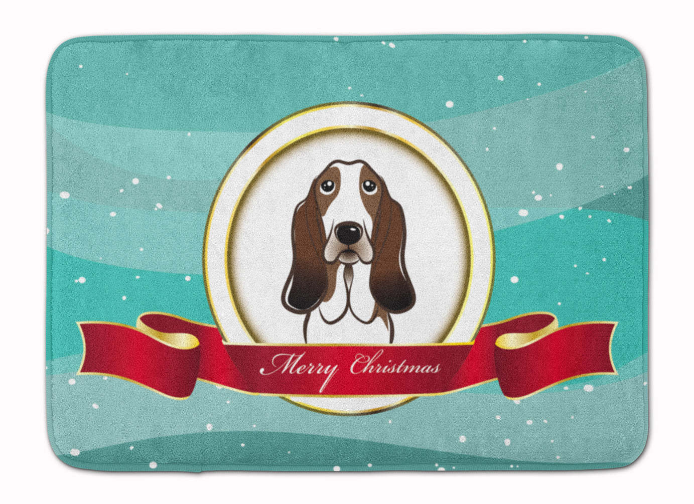 Basset Hound Merry Christmas Machine Washable Memory Foam Mat BB1553RUG - the-store.com