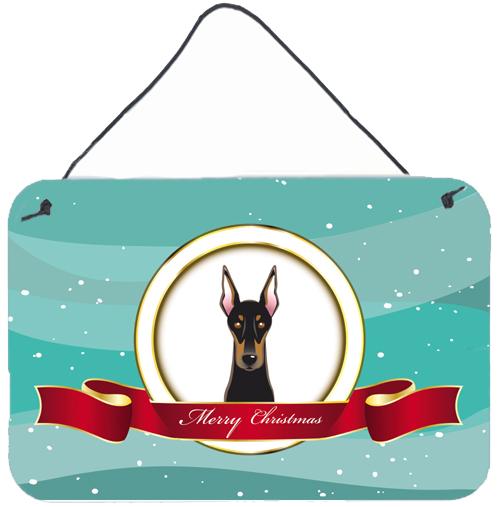 Doberman Merry Christmas Wall or Door Hanging Prints BB1555DS812 by Caroline's Treasures