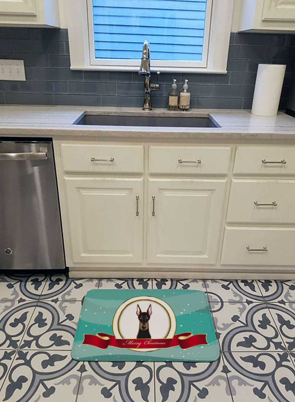 Doberman Merry Christmas Machine Washable Memory Foam Mat BB1555RUG - the-store.com