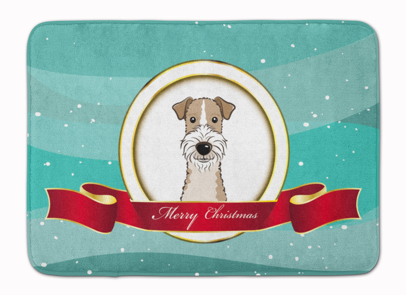 Wire Haired Fox Terrier Merry Christmas Machine Washable Memory Foam Mat BB1557RUG - the-store.com