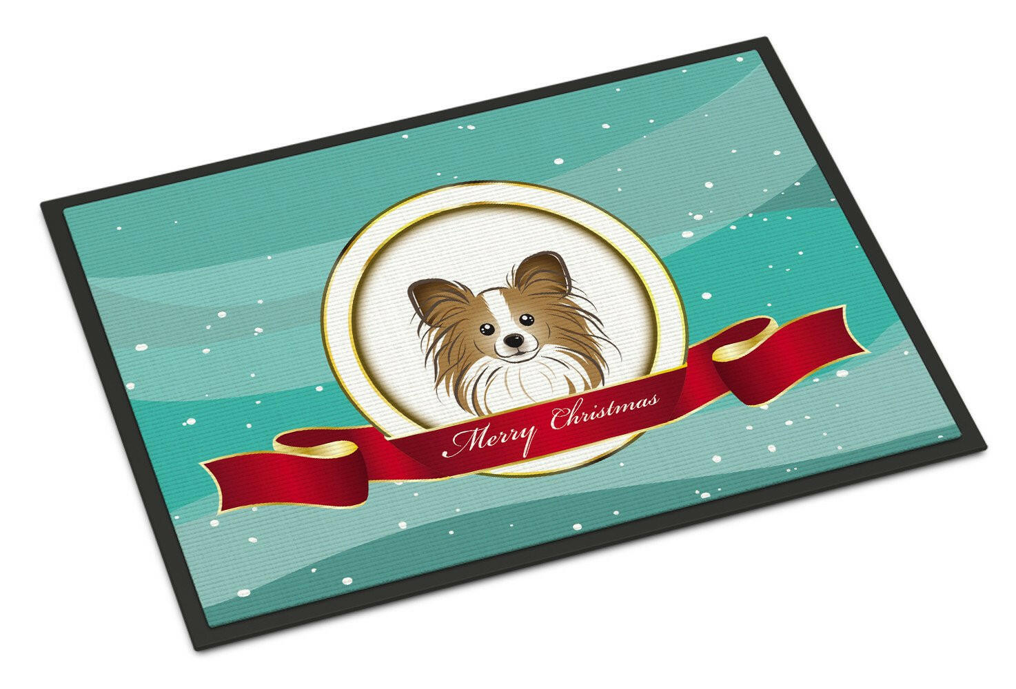 Papillon Merry Christmas Indoor or Outdoor Mat 18x27 BB1558MAT - the-store.com