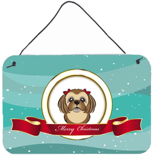 Chocolate Brown Shih Tzu Merry Christmas Wall or Door Hanging Prints BB1559DS812 by Caroline's Treasures